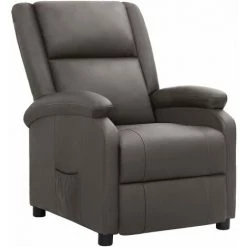 Fauteuil Inclinable Électrique Véritable Gris Cuir VidaXL -Pas Cher Fauteuil Magasin 58125806 3
