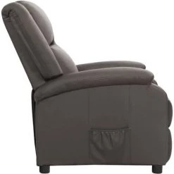 Fauteuil Inclinable Électrique Véritable Gris Cuir VidaXL -Pas Cher Fauteuil Magasin 58125806 5