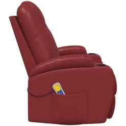 Fauteuil à Bascule De Massage Similicuir Rouge Bordeaux VidaXL -Pas Cher Fauteuil Magasin 58125851 4
