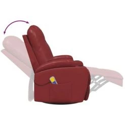 Fauteuil à Bascule De Massage Similicuir Rouge Bordeaux VidaXL -Pas Cher Fauteuil Magasin 58125851 5
