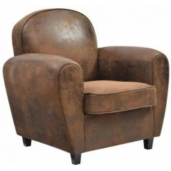 Paris Prix - Fauteuil Club Design "confortable" 86cm Marron