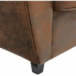 Paris Prix - Fauteuil Club Design "confortable" 86cm Marron -Pas Cher Fauteuil Magasin 58137852 5