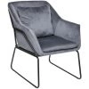 Atmosphera - Fauteuil En Velours Gris Galet Et Métal Noir - Gris -Pas Cher Fauteuil Magasin 58195650 1