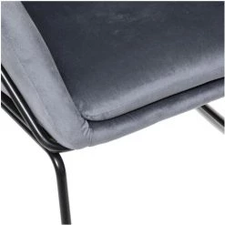 Atmosphera - Fauteuil En Velours Gris Galet Et Métal Noir - Gris -Pas Cher Fauteuil Magasin 58195650 3