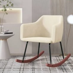 Chaise à Bascule Crème Velours VidaXL