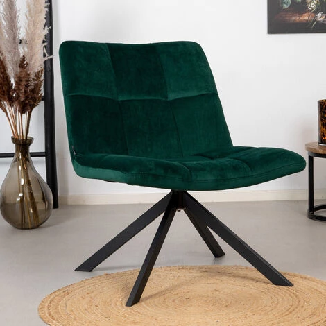DIMEHOUSE Eevi Fauteuil Industriel Vert Foncé Velours - Vert 3 DIMEHOUSE Eevi Fauteuil Industriel Vert Foncé Velours - Vert