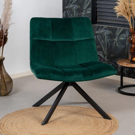 DIMEHOUSE Eevi Fauteuil Industriel Vert Foncé Velours - Vert 6 DIMEHOUSE Eevi Fauteuil Industriel Vert Foncé Velours - Vert – Image 4