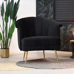 DIMEHOUSE Amy Fauteuil Industriel Noir Velours - Noir 10 DIMEHOUSE Amy Fauteuil Industriel Noir Velours - Noir -Pas Cher Fauteuil Magasin 58242553 4