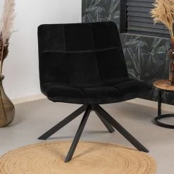 DIMEHOUSE Eevi Fauteuil Industriel Noir Velours - Noir 10 DIMEHOUSE Eevi Fauteuil Industriel Noir Velours - Noir -Pas Cher Fauteuil Magasin 58243097 4