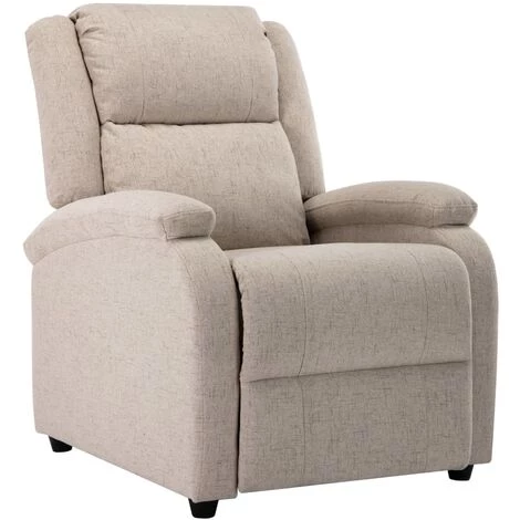 INLIFE Fauteuil Inclinable TV Crème Tissu 3 INLIFE Fauteuil Inclinable TV Crème Tissu