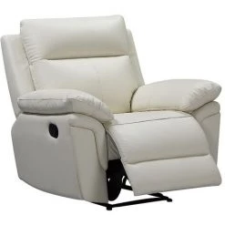 VENTE-UNIQUE.COM Fauteuil Relax En Cuir De Buffle PAKITA - Ivoire - Ivoire -Pas Cher Fauteuil Magasin 58322328 2