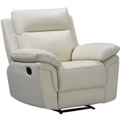 VENTE-UNIQUE.COM Fauteuil Relax En Cuir De Buffle PAKITA - Ivoire - Ivoire -Pas Cher Fauteuil Magasin 58322328 3