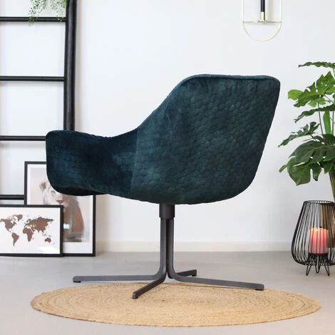 DIMEHOUSE Lizzy Fauteuil Industriel Bleu Foncé Velours - Bleu 5 DIMEHOUSE Lizzy Fauteuil Industriel Bleu Foncé Velours - Bleu – Image 3