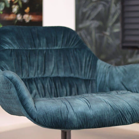 DIMEHOUSE Lizzy Fauteuil Industriel Bleu Foncé Velours - Bleu 7 DIMEHOUSE Lizzy Fauteuil Industriel Bleu Foncé Velours - Bleu – Image 5