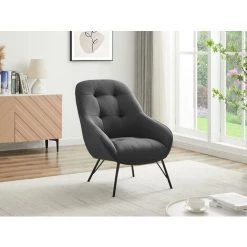 VENTE-UNIQUE.COM Fauteuil Capitonné En Tissu Gris FANGO - Gris