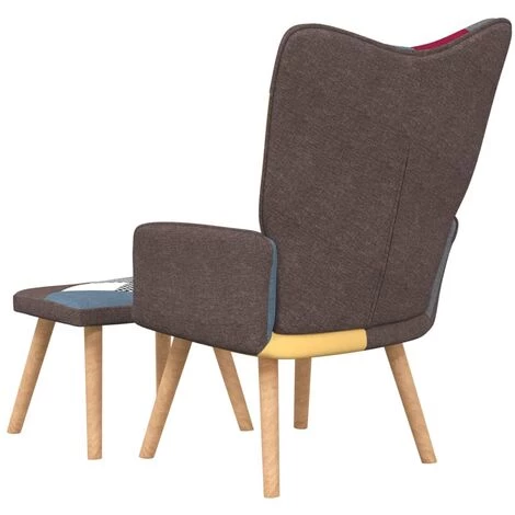 TRUE DEAL Chaise De Relaxation Avec Repose-pied Patchwork Tissu 7 TRUE DEAL Chaise De Relaxation Avec Repose-pied Patchwork Tissu – Image 5