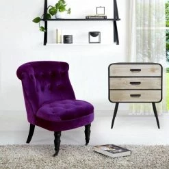 Paris Prix - Fauteuil Crapaud En Velours "naloje" 76cm Violet -Pas Cher Fauteuil Magasin 58426083 3