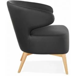 Paris Prix - Fauteuil Design Lounge "dorla" 72cm Noir & Naturel -Pas Cher Fauteuil Magasin 58461417 2