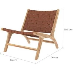 RENDEZ VOUS DéCO Fauteuil Kuna En Teck Et Cuir Tressé Marron - Marron -Pas Cher Fauteuil Magasin 58480526 2