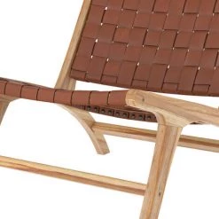 RENDEZ VOUS DéCO Fauteuil Kuna En Teck Et Cuir Tressé Marron - Marron -Pas Cher Fauteuil Magasin 58480526 3