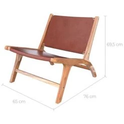 RENDEZ VOUS DéCO Fauteuil Kuna En Teck Et Cuir Lisse Marron - Marron -Pas Cher Fauteuil Magasin 58480533 2