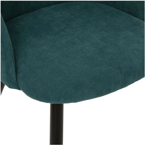 Atmosphera - Chaise Fauteuil De Table En Velours Côtelé Vert Jade Et Pieds En Métal Noir - Vert 4 Atmosphera - Chaise Fauteuil De Table En Velours Côtelé Vert Jade Et Pieds En Métal Noir - Vert – Image 2