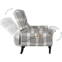 INLIFE Fauteuil De Massage Inclinable Gris Tissu - Gris -Pas Cher Fauteuil Magasin 58690996 3