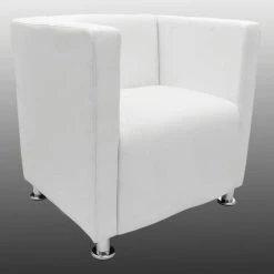 INLIFE Fauteuil Cube Blanc Similicuir - Blanc -Pas Cher Fauteuil Magasin 58691979 3