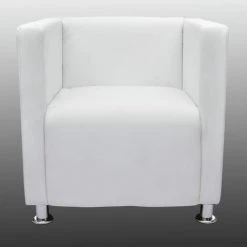 INLIFE Fauteuil Cube Blanc Similicuir - Blanc -Pas Cher Fauteuil Magasin 58691979 4