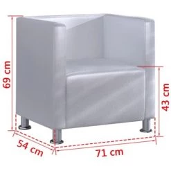 INLIFE Fauteuil Cube Blanc Similicuir - Blanc -Pas Cher Fauteuil Magasin 58691979 5