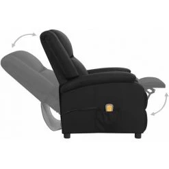 INLIFE Fauteuil De Massage Inclinable Noir Cuir Véritable - Noir -Pas Cher Fauteuil Magasin 58692082 3