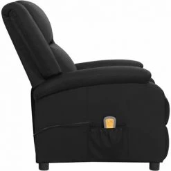 INLIFE Fauteuil De Massage Inclinable Noir Cuir Véritable - Noir -Pas Cher Fauteuil Magasin 58692082 4