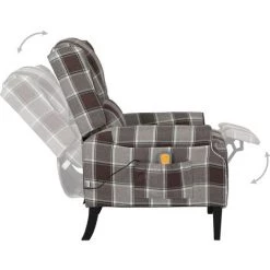 INLIFE Fauteuil De Massage Inclinable Marron Tissu - Brun -Pas Cher Fauteuil Magasin 58692173 3