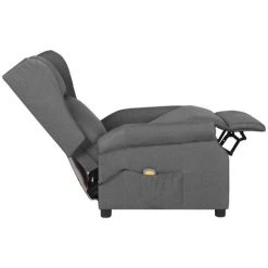 INLIFE Fauteuil De Massage Inclinable Gris Clair Tissu - Gris -Pas Cher Fauteuil Magasin 58692519 5