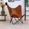 DIMEHOUSE Livin Papillon Fauteuil Industriel Cognac Cuir - Marron -Pas Cher Fauteuil Magasin 58819670 1