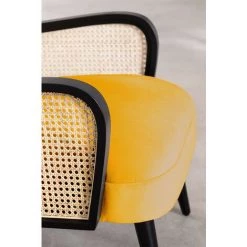 Fauteuil En Velours Icon SKLUM Bois De Bouleau - Osier Moutarde - Moutarde -Pas Cher Fauteuil Magasin 59013662 5