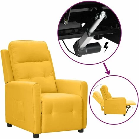 Fauteuil Releveur Inclinable Tissu Jaune VidaXL 3 Fauteuil Releveur Inclinable Tissu Jaune VidaXL