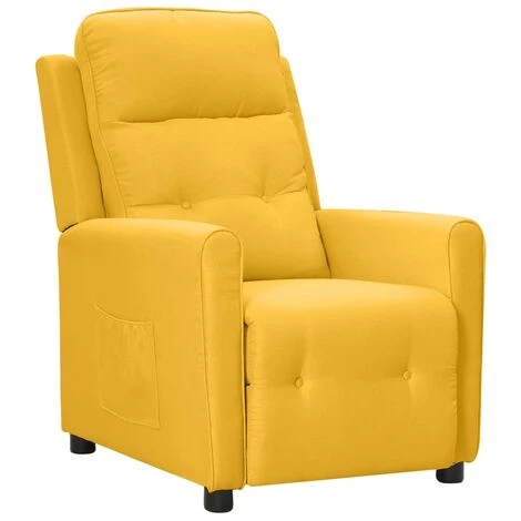 Fauteuil Releveur Inclinable Tissu Jaune VidaXL 4 Fauteuil Releveur Inclinable Tissu Jaune VidaXL – Image 2