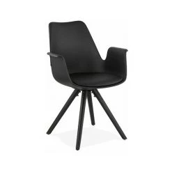 M&S Fauteuil Design Noir Et Piètement En Bois Noir - SHAFT