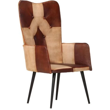 Chaise à Oreilles Marron Cuir Véritable VidaXL 4 Chaise à Oreilles Marron Cuir Véritable VidaXL – Image 2