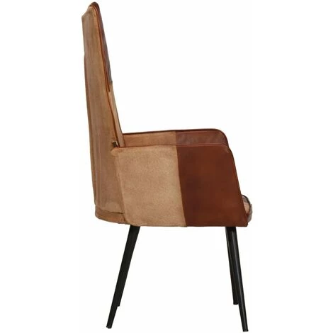 Chaise à Oreilles Marron Cuir Véritable VidaXL 7 Chaise à Oreilles Marron Cuir Véritable VidaXL – Image 5