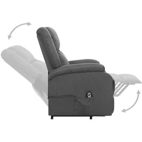 INLIFE Fauteuil Inclinable Gris Foncé Tissu - Gris 7 INLIFE Fauteuil Inclinable Gris Foncé Tissu - Gris – Image 5