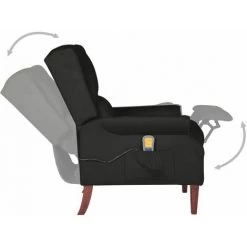 INLIFE Fauteuil De Massage Inclinable Noir Velours - Noir -Pas Cher Fauteuil Magasin 59171560 5