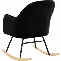 INLIFE Chaise à Bascule Noir Velours - Noir -Pas Cher Fauteuil Magasin 59172483 4