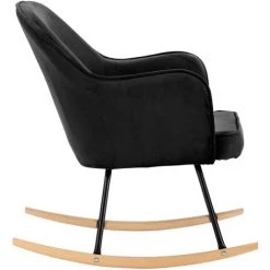 INLIFE Chaise à Bascule Noir Velours - Noir -Pas Cher Fauteuil Magasin 59172483 5