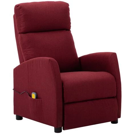 INLIFE Fauteuil De Massage Inclinable électrique Bordeaux Tissu - Rouge 4 INLIFE Fauteuil De Massage Inclinable électrique Bordeaux Tissu - Rouge – Image 2