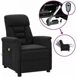 INLIFE Fauteuil Inclinable électrique De Massage Noir Similicuir Daim - Noir
