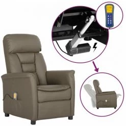 INLIFE Fauteuil Inclinable électrique De Massage Gris Similicuir - Gris