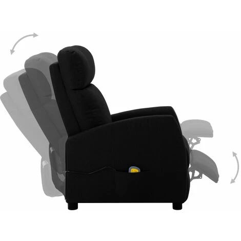 INLIFE Fauteuil De Massage Inclinable Noir Tissu - Noir 5 INLIFE Fauteuil De Massage Inclinable Noir Tissu - Noir – Image 3