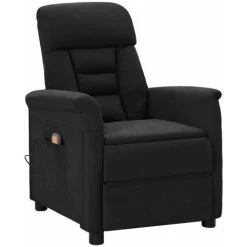 INLIFE Fauteuil Inclinable De Massage Noir Similicuir Daim - Noir